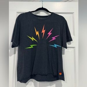 Aviator Nation Neon Rainbow Lightning bolt tee | Size L